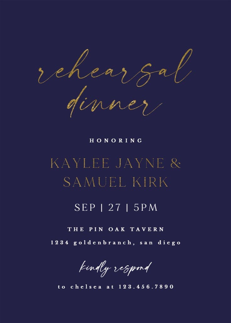 Bellisia - rehearsal dinner party invitation